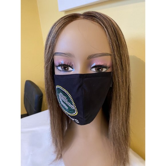 Green Bay Packers Side Logo Bling Rhinestone Face Mask - Picture 3 of 10